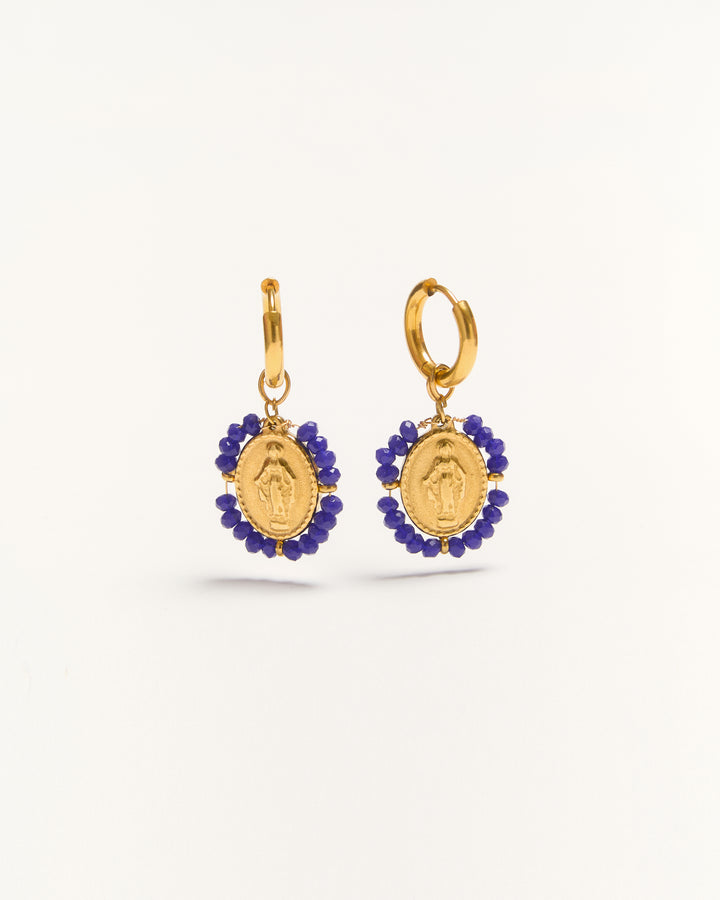 Santa Hoops Earrings - Cobalt