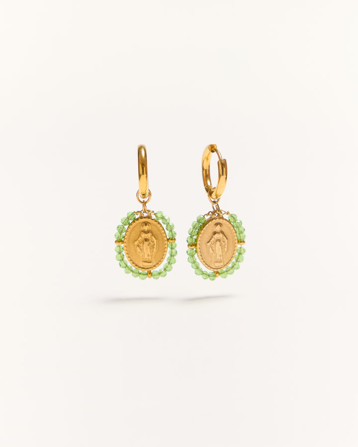 Santa Hoops Earrings - Transparent Green